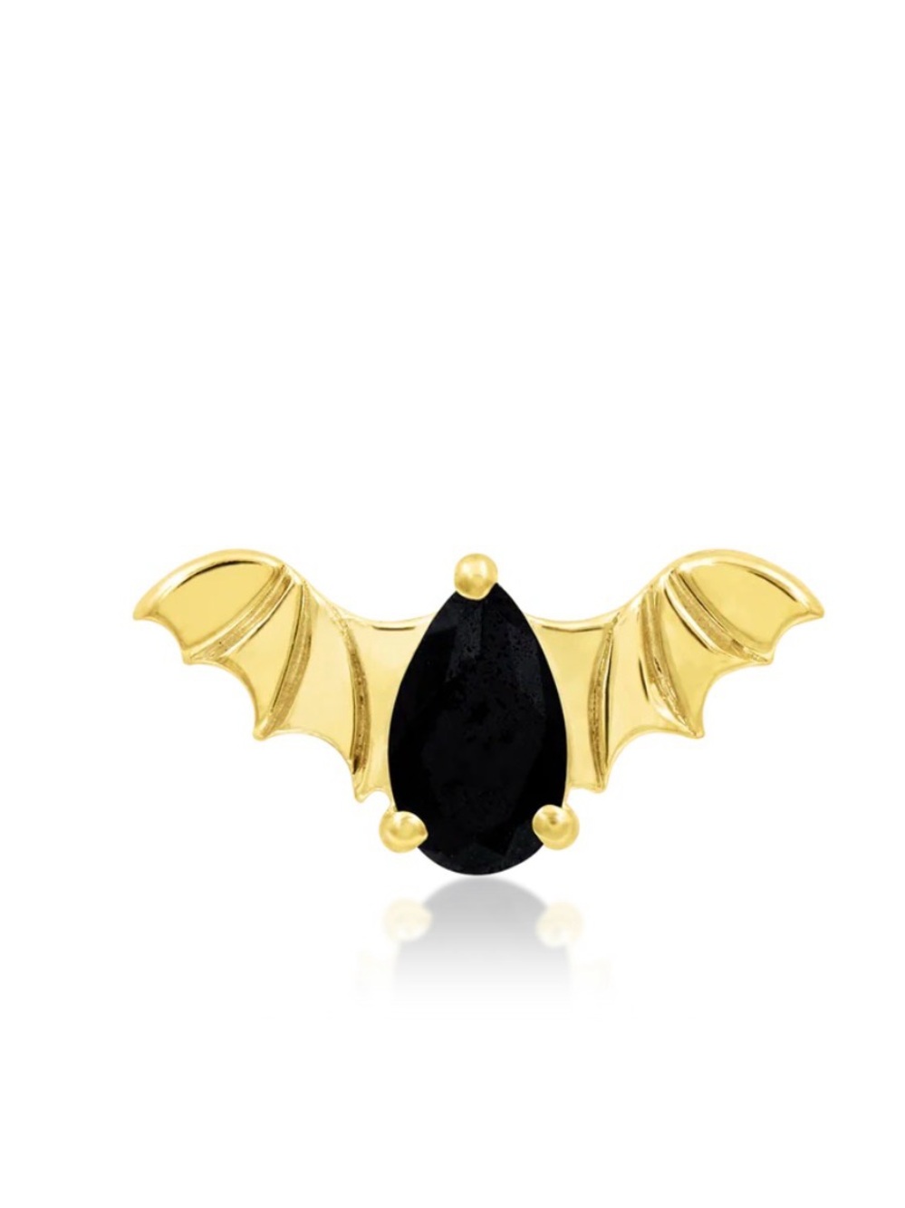 Bat threadless end by Junipurr - Solid 14k yellow gold & Black CZ